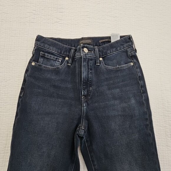 Banana Republic Premium Jeans Women's 27L (28x30) Raw Hem Dark Wash Leggings EUC - Picture 4 of 14